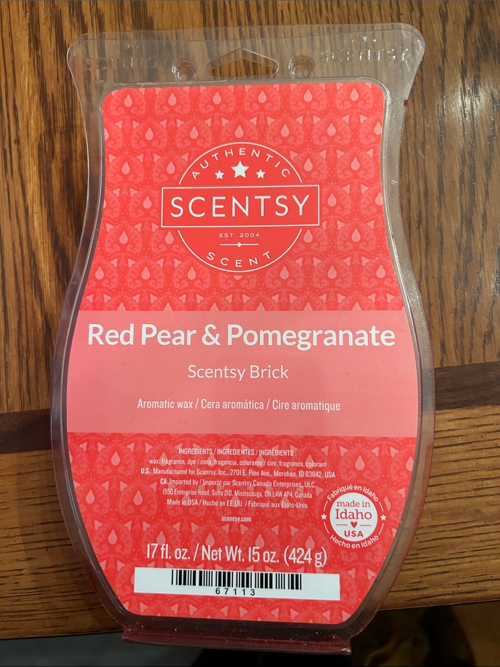 Scentsy Red Pear & Pomegranate Scent Brick - Red